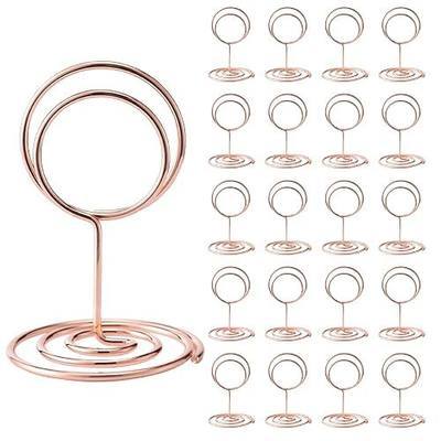 26PCS Mini Table Number Holders,Place Card Holder - Photo Holders for Tables, Cards Stand Name Menu Clips,Small Table Sign Holders for Wedding Anniversary Birthday Party (Rose Gold)
