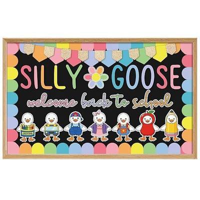 Gersoniel 70 Pcs Silly Goose Classroom Decor Welcome Back to School Bulletin Board Set Colorful Banner DIY Paper Cutout for First Day of School Party Classroom Chalkboard Wall Decorations