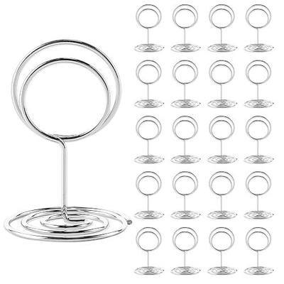 26PCS Mini Table Number Holders,Place Card Holder - Photo Holders for Tables, Cards Stand Name Menu Clips,Small Table Sign Holders for Wedding Anniversary Birthday Party (Silver)