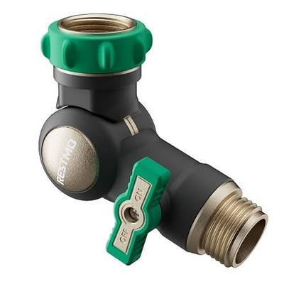 RESTMO Water Hose Elbow, Heavy Duty Full Metal Angle Connector | 360 Degree Rotation Inlet, Full Flow Design with Oversized Ball Valve, Outdoor Faucet Extender for RV, Garden Hose, Spigot