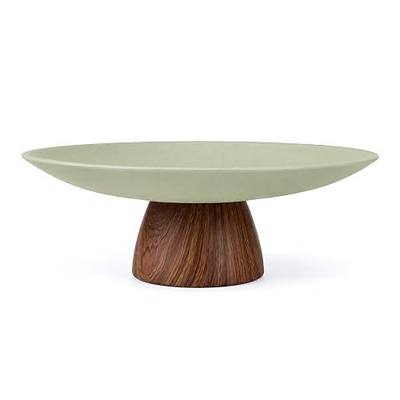 Large Decorative Bowl, Japandi Resin Pedestal Bowl for Home Decor, Minimalist Coffee Table Centerpiece, Modern Elegant Sculptural Fruit Bowl for Kitchen Island Decor