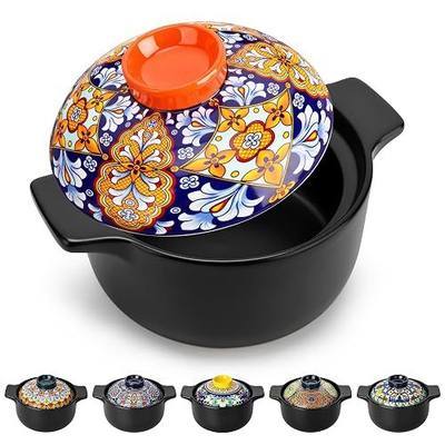 vancasso 3 QT Ceramic Stock Pot with Lid, Nonstick Casserole Pot for Soup, Stew, Pasta, Rice & Noodles, Even Heating, Versatile for Stovetop, Oven & Dishwasher, Amber Elegance
