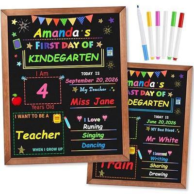 14 x 11 Inch Double-Sided Reusable First and Last Day of School Chalkboard with Wooden Frame, Back to School Supplies for Kindergarten, Preschool