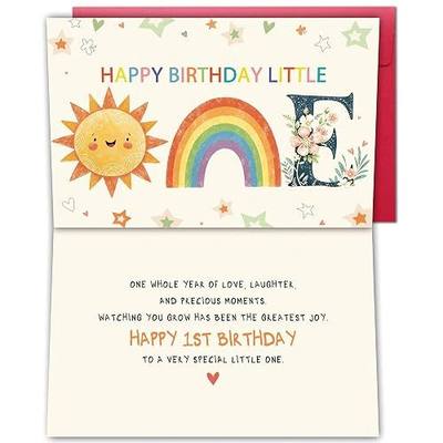 Happy 1st Birthday Card Gift for Baby Boy Girl, Happy Bday Little One Card, First Birthday Greeting Cards for Son Daughter Grandson Granddaughter, Cute 1 Year Old Bday Gift