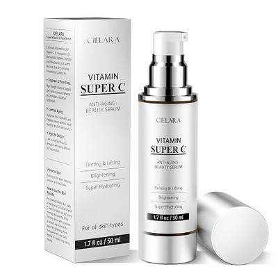 Vitamin 20% Super C Serum for Face Dark Spots & Brightening 1.7 oz | Vit C Hyaluronic Acid, Vitamin E, Peptides, Collagen Wrinkle Serume, tighten, firming, lift