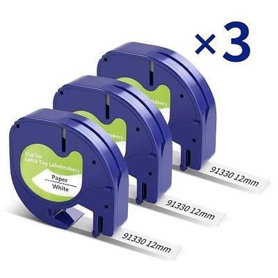 Replace for Dymo Letratag Refills Black on White Paper Label Maker Tape 12mm x 4m (1/2" x 13') Compatible with Dymo Letratag Label Maker Refills 91330 for LT-100H 200B 100T Plus QX50, 3-Pack