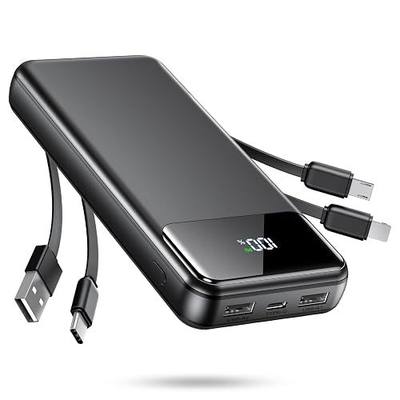 Portable Charger, 40000mAh Power Bank with Built in Cables, Fast Charging Battery Pack, Portable Phone Charger for Travel Camping Essential,PowerBank Compatible with iPhone 17/16/15/14-Gray