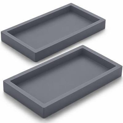 Bathroom Tray - Small 8" Silicone Bathroom Counter Tray for Bathroom Vanity, Countertop Organizer Tray, Dish Soap Dispenser Sponge Holder Kitchen Sink Tray, Gray 2-Pack