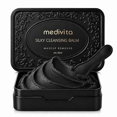 Silky Cleansing Balm, Charcoal Deep Cleansing Balm, Makeup Remover Balm, SPF & Excess Oil, No Double Cleanse, Soft After-Feel, Flip-Top Tin with Built-In Spatula, 85ml