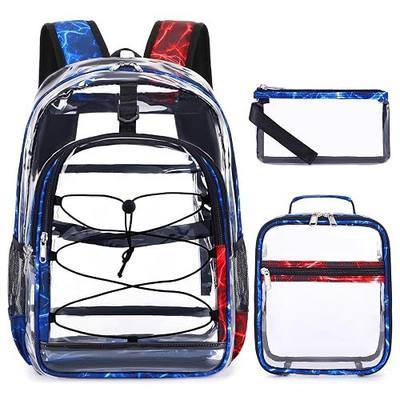 DIGOBAY Clear Backpack for Boys, 3PCS Cool Clear Backpack with Lunch Bag Pencil Case, Heavy Duty Transparent Backpacks for Kids, Kids Backpacks for Kindergarten Elementary Middle School