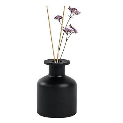 150ml/5oz Matte Black Modern Decorative Glass Diffuser Bottle, Empty Refillable Reed Diffuser Replacement Jar, Small Bud Vase Aromatherapy Container for DIY Fragrance Home Office Decor