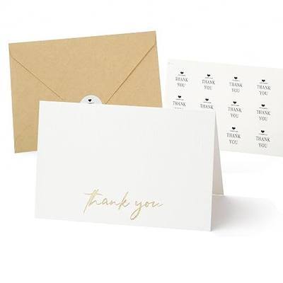 Vienrose 30 Pack Thank You Cards Set with Envelopes, 6.1x8.1 Inches Thick Blank Cardstock with Kraft Envelopes & Round Thank You Stickers for Business, Wedding, Graduation & Funeral