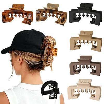 6PCS Hat Claw Clips for Women - 4.1 Inch Hat-Friendly Claw Clips for Baseball Caps & Trucker Hat, Non-Slip Hair Clips for Thick Hair Hat Hairstyles, Hair Accessory Gifts (6pcs)