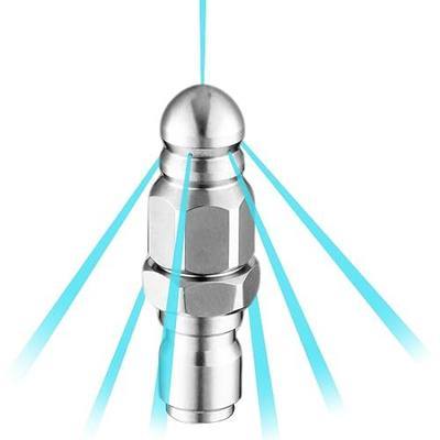 Pressure Washer Sewer Jetter Nozzle with 3/8" Quick Connect, 5000 PSI | Stainless Steel High Pressure Washer Drain Cleaning Hose Nozzle Pressure Washer Pipe Cleaner Attachment