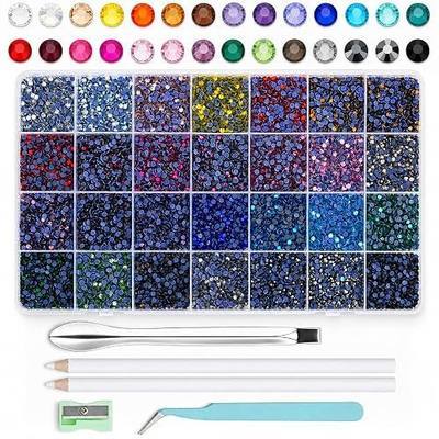 SS10 Hotfix Rhinestones for Bedazzling Kit Mixed 28 Colors | Hotfix Crystals Gems Rhinestone for Clothing, Crafts and Accessories with Pick-up Tweezers, Spoon, Pencil