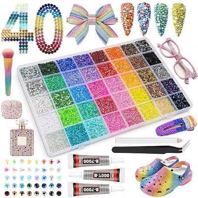 40000 Pcs 40 Colors Resin Jelly Flat Back Rhinestones Kit, 3mm Bedazzling Gems with 3 Pcs B7000 Jewelry Glue and DIY Tools, Ideal for Nail Art, Clothing, Book Decoration & Craft Making.