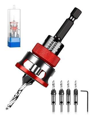 Countersink Drill Bit Set with Depth Stop Collar for Woodworking | Adjustable Four-Flute HCS Cutters Drill Bits,4 Size Choices,Ideal Pilot Tool for Wood, Plywood, MDF & Plastic