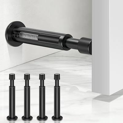 Black Door Stops, 4 Pack Spring Door Stoppers for Wall Mounted with Rubber Tip, 4.4 Inch Long Doorstop Bumper Wall Protector for Bottom of Door