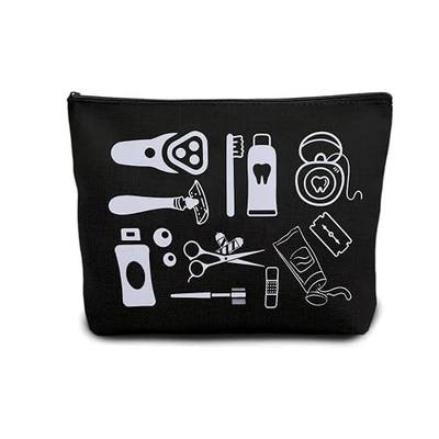 Zipper Travel Toiletry Bag Travelling Accessories Mens Male Shaving Storage Bag Pouch for Holiday Travel Gifts Bathroom Accessory Bag for Father Husband Brother Fathers Day Gift Black