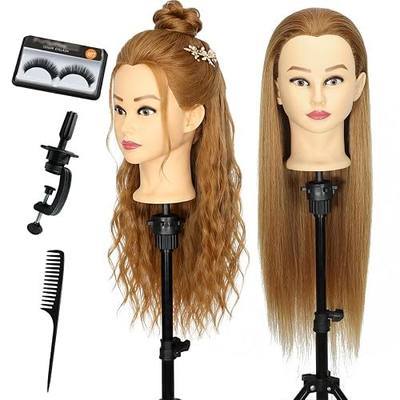 Mannequin Head with 80% Human Hair - Straight, 26"-28" Doll Head for Cosmetology & Hairdresser (#27 Light Brown) (#27 Light Brown)