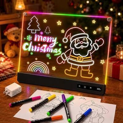 Cardivek LED Drawing Board, 14x10 Inch Acrylic Neon Light-Up Doodle Tablet with 8 Colors, 8 Light Modes, Stepless Dimming, Rechargeable, for Kids and Artists (Black)