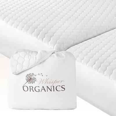 100% Cotton Organic Mattress Pad - Breathable & Cooling Mattress Protector Split King - Premium 300GSM Quilted and Machine Washable - Fairtrade & GOTS Certified Bed Protector (White, Split King)