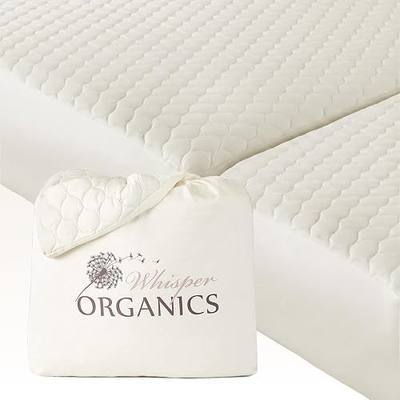 100% Cotton Organic Mattress Pad - Breathable & Cooling Mattress Protector Split King - Premium 300GSM Quilted and Machine Washable - Fairtrade & GOTS Certified Bed Protector (Ivory, Split King)