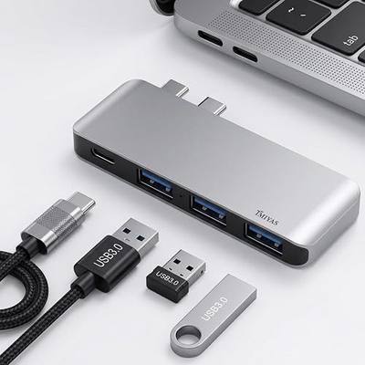 Dual USB C Hub for MacBook Neo Pro Air 100W PD 40Gbps 3 USB 3.0 Ports | Cableless 4-in-2 expansion, flush fit, dual input adapter, native port protection, ideal for mobile office, daily commuting