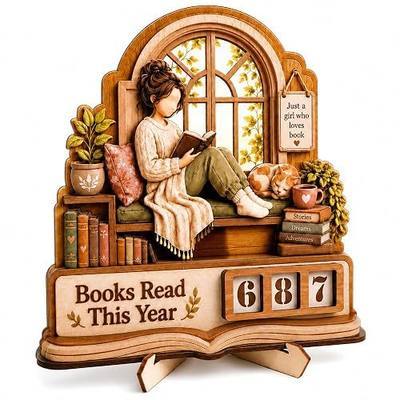 Book Lover Gifts for Women, Books Read This Year Counter Plaque, Wooden Reading Tracker Sign, Bookshelf Decor, Library Decor, Bookish Gifts for Readers, Bookworm gift