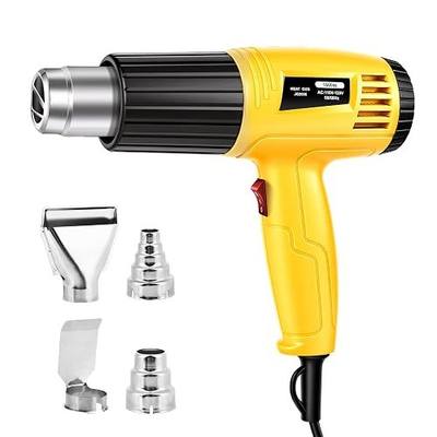Heat Gun 1600W, Handed Hot Air Gun with 4 Nozzles for Crafting | Fast Heating 122℉-1202℉, 4.26FT Ultra-Long Cable Heat Gun for Crafts, Shrinking Wrapping PVC, Stripping Paint (Yellow)