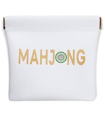 Vegan Leather Mahjong Dice Bag, Cute Dice Pouch and Coin Purse, Mahjong Travel Bag for Dice, Chips, Wind Indicator, Trinkets, Cash & Tiles, Mahjong Accessories & Gifts for Women, 4 x 4.3 IN, White
