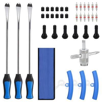 Tire Spoons Kit, 38PCS Tire Changing Tool for Motorcycles, Dirt Bikes, Lawn Mowers and Tractors, 14.5" Tire Spoons with Rim Protector, Valve Tool, Valve Cover and Valve Core