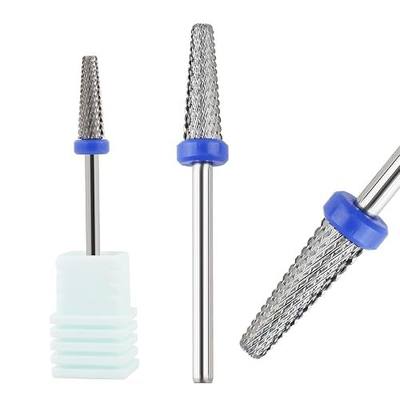 Qunzhao Small 5 in 1 Tungsten Steel Nail Drill Bits, Tungsten Carbide 4.5mm Flat Top Tapered Bit for -Lasting & Fast Gel/Base Removal (08M-5in1-4.5mm corss cut)