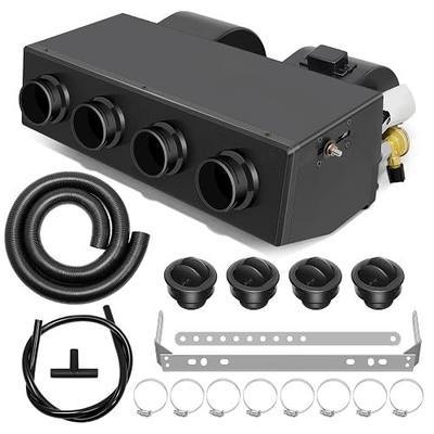 jiaji A/C Air Conditioning Evaporator Kit 12V, 4 Vents Only Cooling, Under-Dash A/C Cooling Unit with 3 Speed for Car, Truck, RV, 4Pcs Round Air Conditioner Vent Covers