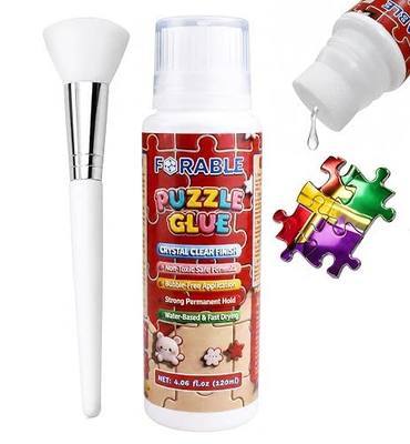 Jigsaw Puzzle Glue with Sponge Applicators, Fast-Drying, Clear Water-Soluble Puzzle Glue for 1000/3000/5000 Pieces Paper & Wooden Jigsaw Puzzles, 120ml