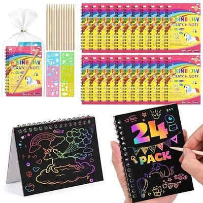 Party Favors for Kids, 24 Pack Rainbow Art Scratch Notebook, Goodie Bags Stuffers for Kids, Bulk Birthday Gift Classroom Prizes Girl Boy Toddler