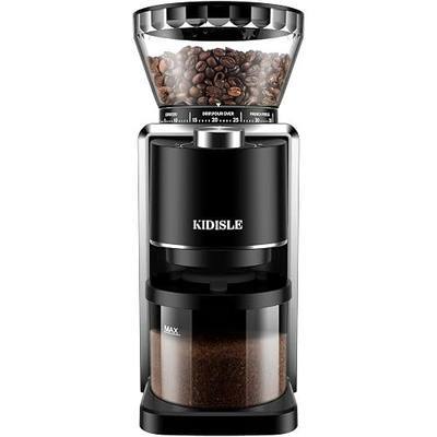 KIDISLE Conical Burr Coffee Bean Grinder, 35 Settings, Anti-Static, Black | For Espresso, French Press, Pour-Over, Drip, Grinds 2-12 Cups, Electric Grinding, Easy Clean, Removable Parts, Compact Design