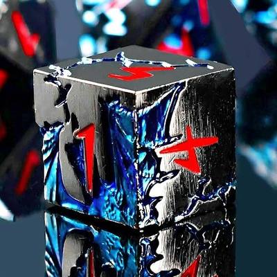 Blue Dragon Metal DND Dice Set, 7 Piece Weighted Polyhedral Dice for Dungeons and Dragons, Heavy Zinc Alloy RPG Dice with Engraved Numbers & Storage Gift Case for Pathfinder MTG Role Playing Games