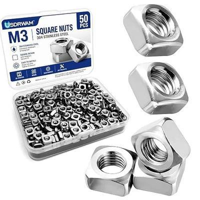 50PCS M3 Square Nuts, 304 Stainless Steel Metric Fasteners | Anti-rotation square profile, Slot and recess mounting