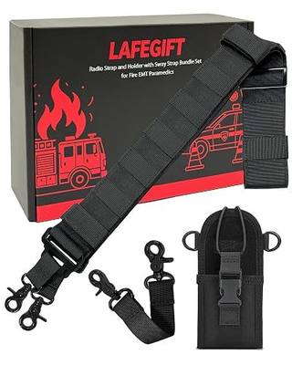 Firefighter Radio Strap and Holster with Anti-Sway Strap | Shoulder Strap Holder for EMS, Fire, Paramedics | Adjustable 54""–70"" | Compatible with Motorola, Kenwood, BaoFeng