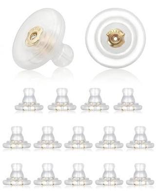 16 Pcs Silicone Earring Backs Replacements - 18K Gold Soft Backs for Studs | Rubber Earring Lifters for Droopy Ears Secure Locking - No-Irritate Hypoallergenic Easy to Grip Comfortable for Adults
