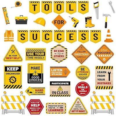 Construction Bulletin Board Decoration for Back to School Construction Party Decorations Classroom Cutouts Tools for Success Positive Saying for Students Kids Birthday Supplies First Day of School