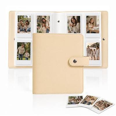 320 Pockets Instant Photo Album for Instax Mini & Polaroid 2x3, Beige | PU Leather Cover, Compatible With Fujifilm Instax Mini And Polaroid Snap Photos, Acid-Free, Buckle Closur Family Gatherings