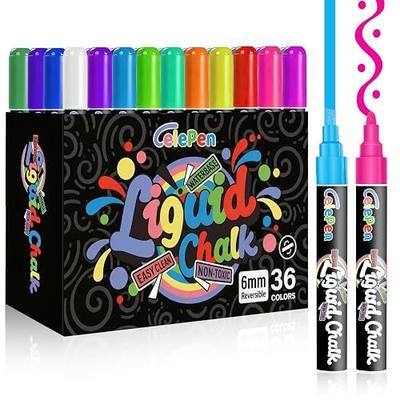 Window Chalk Markers, 36 Colors Window Liquid Chalk Marker for Windows Glass Blackboard Chalkboard Calendar, Washable Erasable Wet Erase Marker Pens Set for Bistro,Auto Car Glass, Poster, Mirror