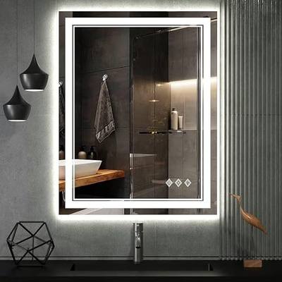 LED Bathroom Mirror, 24x32 Inch Gradient Front and Backlit Vanity Mirror with Lights, 3 Colors Dimmable CRI>90, IP54 Enhanced Anti-Fog, Hanging Plates Bathroom Mirror with Lights