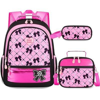 Kids Backpack for Girls 5-8, 15 Inch Toddler Backpack with Lunch Box and Pencil Case, Little Girls Bookbag Schoolbag for Primary Kindergarten Elementary School Daycare Travel
