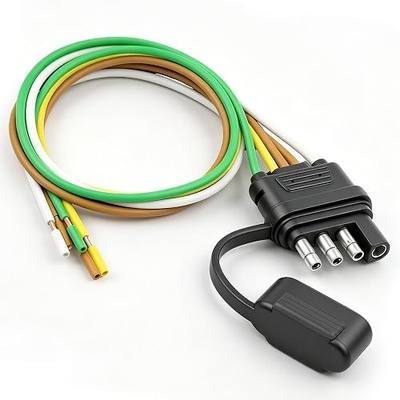 4 Pin 5 Wire Trailer Wiring Harness 0.45M,18AWG 4 Pin Trailer Lamp Socket | (with Dust Cover),4 Pin Flat Trailer Connector,Dual Side Taillights for Utility Facility Rewiring (17.7Inch)