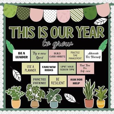 Boho Motivational Bulletin Board Decorations Plant Welcome Back to School Bulletin Board Growth Mindset Positive Affirmations Wall Decor for Teacher School Office Classroom Door Decorations