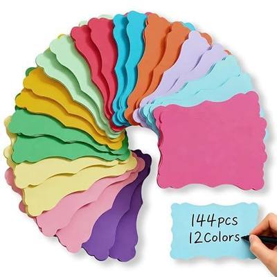 Blank Business Cards, 144 PCS Scalloped Note Cards, 12 Colors, 3.54 x 2.36" | 144 Blank Index Cards for Thank-You Notes, Prayer Boards, Gift Tags, Crafts, and Classroom or Small Business Use