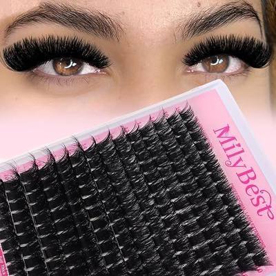 MilyBest Fluffy Lash Clusters Thick 200D, Volume Eyelash Clusters 10-20mm, D Curl Cluster Eyelash Extensions, Individual Wispy Lashes Mink Cluster Lashes Thick Band Russian Eyelashes